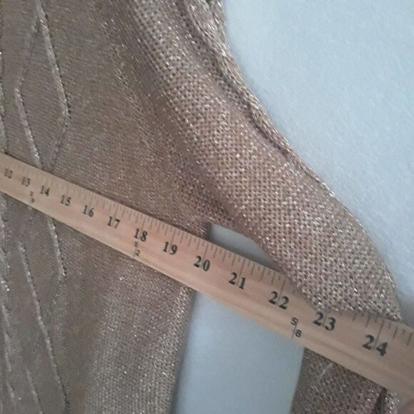 Apt 9 Sweater Top Womens Large Gold Metallic Sparkle Long Sleeves - Picture 7 of 11